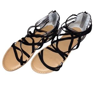 CAT & JACK Girls Gladiator Sandals in Black and Tan Size 4